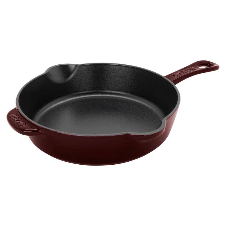 STAUB Cast Iron 8.5-inch Traditional Deep Skillet - Grenadine