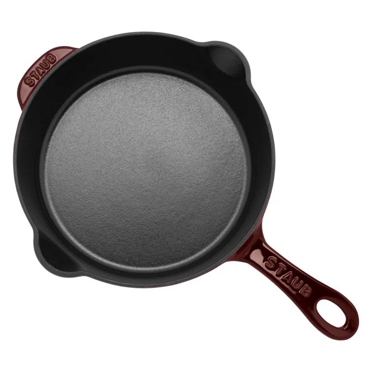 STAUB Cast Iron 8.5-inch Traditional Deep Skillet - Grenadine