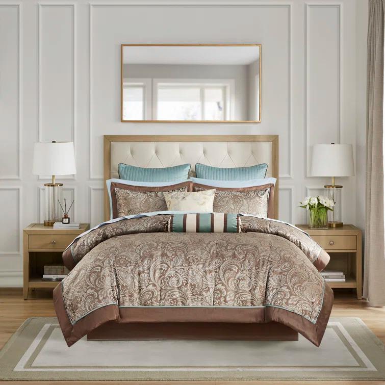 Madison Park Aubrey 12 Piece Comforter Set with Cotton Bed Sheets