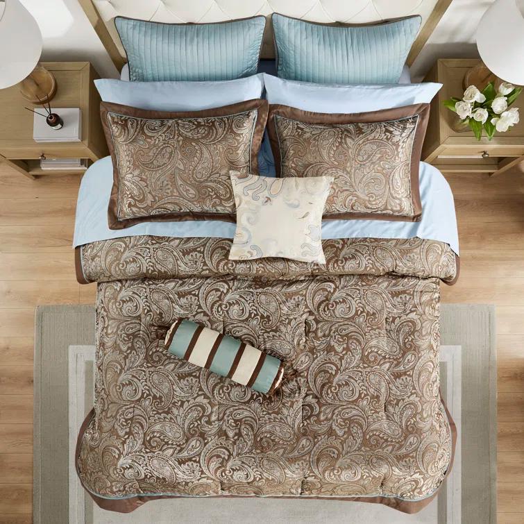Madison Park Aubrey 12 Piece Comforter Set with Cotton Bed Sheets