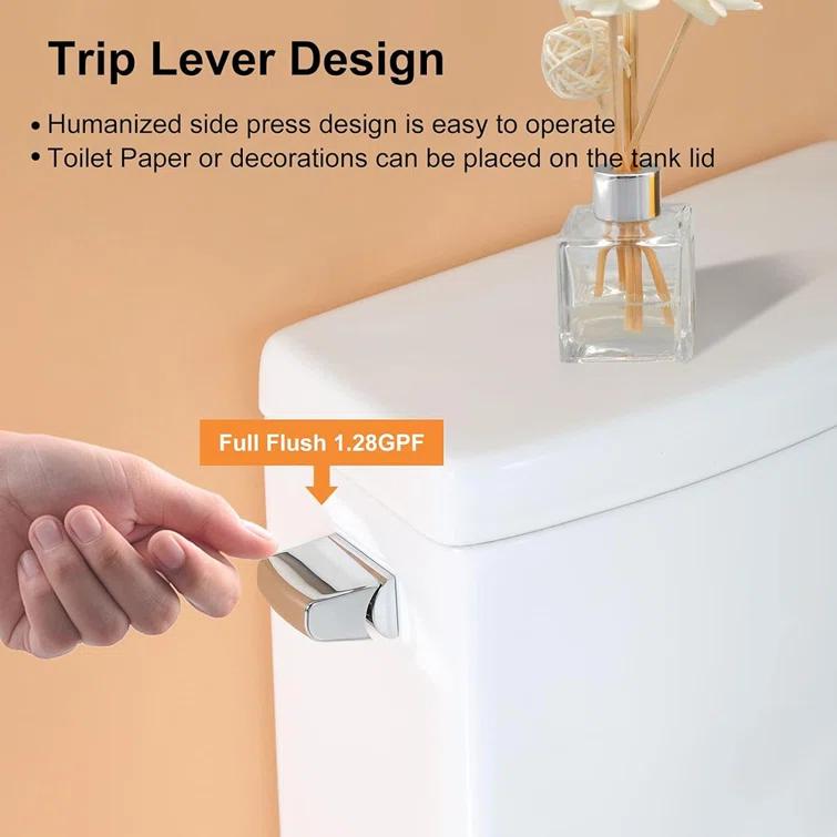 1.28 GPF Single-Flush（Left）/Dual Flush(Top) Elongated Comfort Height Floor Mounted One-Piece Toilet (Soft Closing Included)