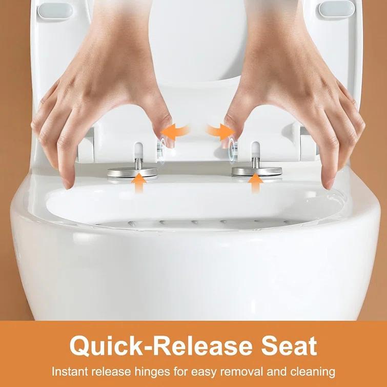 1.28 GPF Single-Flush（Left）/Dual Flush(Top) Elongated Comfort Height Floor Mounted One-Piece Toilet (Soft Closing Included)