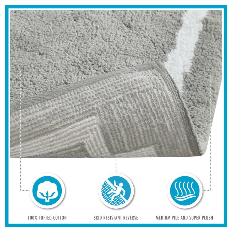 Madison Park 100% Cotton Tufted Bath Rug with Non-Slip Backing