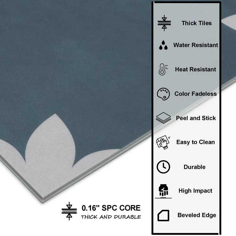 Sunwings 9'' x 9'' x 4mm SPC Peel & Stick Floor Tile Luxury Vinyl Flooring