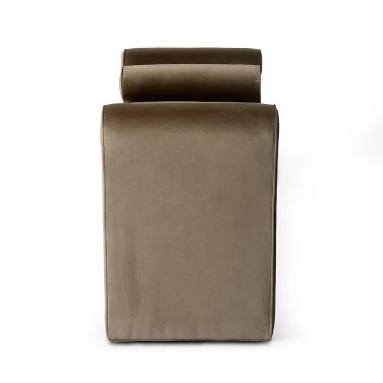 Camel Velvet Upholstered Sled Leg Accent Bench