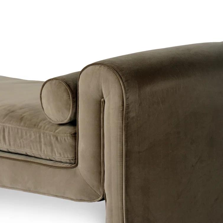 Camel Velvet Upholstered Sled Leg Accent Bench