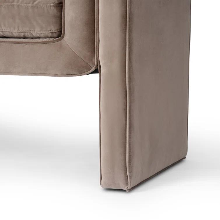 Camel Velvet Upholstered Sled Leg Accent Bench