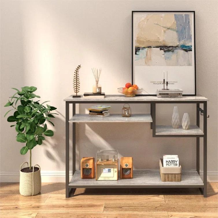 Rosevell 39.4" Console Table for Entryway with 4 Tier Storage Shelves