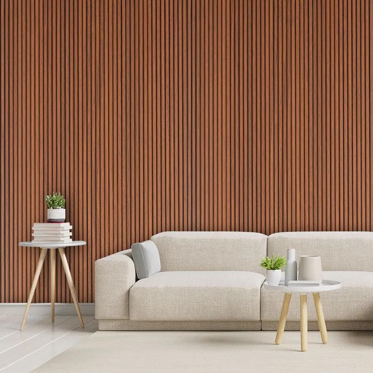 Rounded Mini Slats 94.5" L x 12" W x 0.25" D Polystyrene Glue-up Wood Slat Walls 78.8 sq.ft.