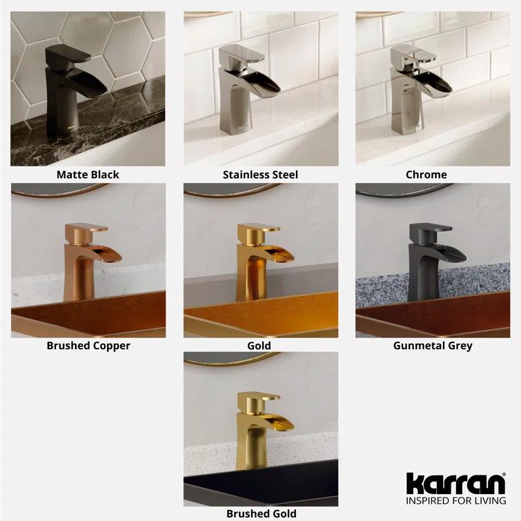 Karran Kassel Single Handle Single Hole Basin Bathroom Faucet With Matching Pop-up Drain