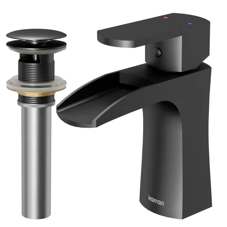 Karran Kassel Single Handle Single Hole Basin Bathroom Faucet With Matching Pop-up Drain