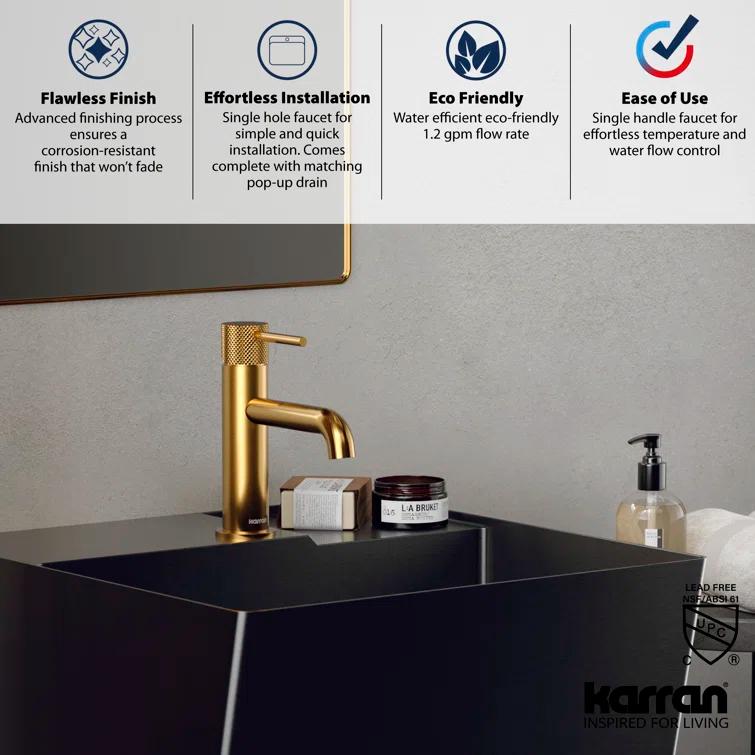 Tryst Single-Hole Single-handle Bathroom Faucet with Drain Assembly