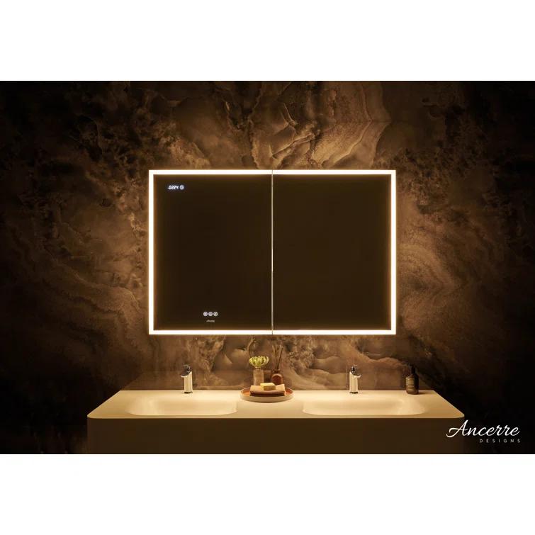 Ancerre Designs Pagani LED Mirror Medicine Cabinet With Defogger, Dimmer, Magnifier & USB Outlet