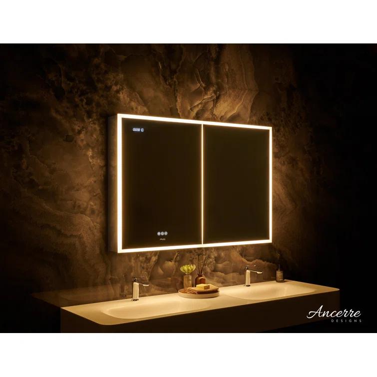 Ancerre Designs Pagani LED Mirror Medicine Cabinet With Defogger, Dimmer, Magnifier & USB Outlet