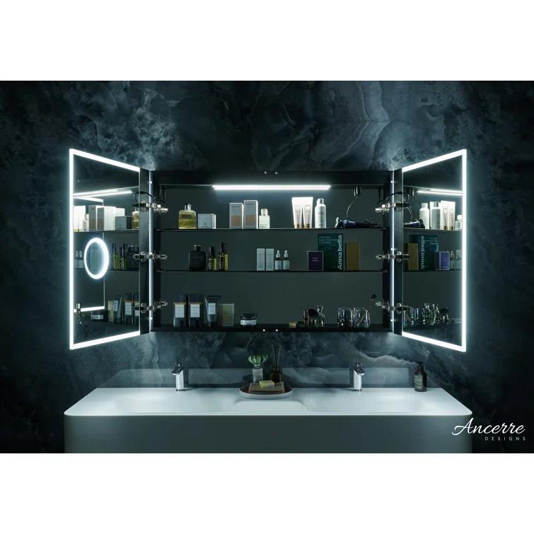 Ancerre Designs Pagani LED Mirror Medicine Cabinet With Defogger, Dimmer, Magnifier & USB Outlet