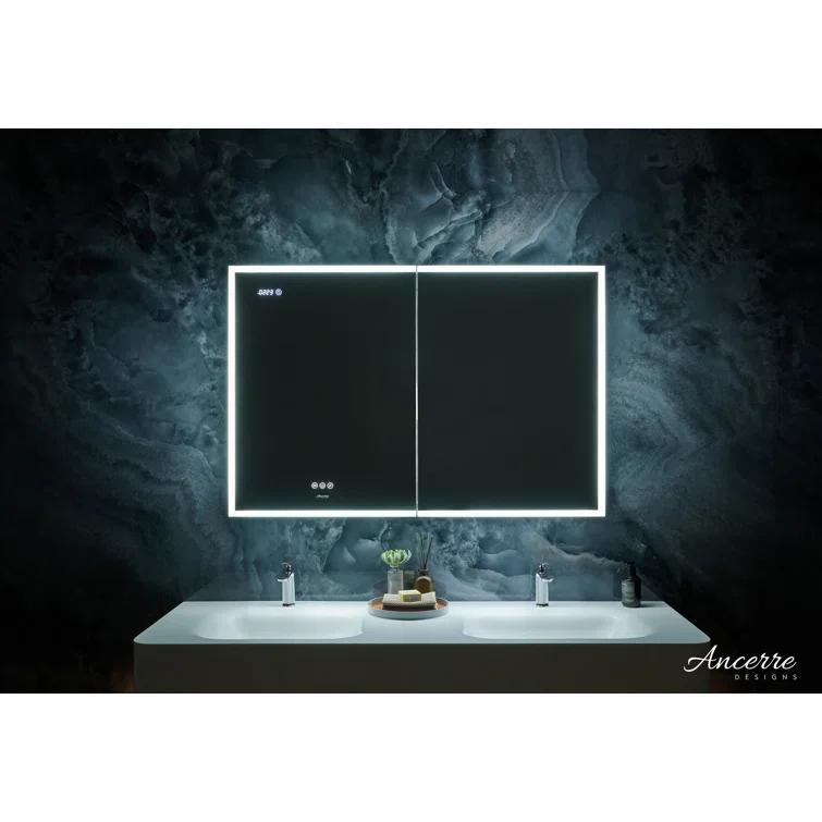 Ancerre Designs Pagani LED Mirror Medicine Cabinet With Defogger, Dimmer, Magnifier & USB Outlet