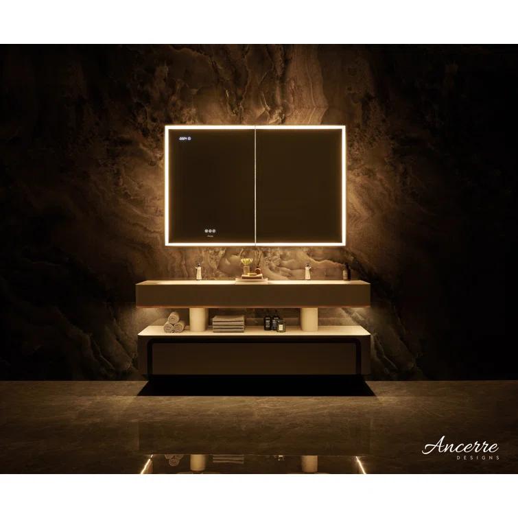 Ancerre Designs Pagani LED Mirror Medicine Cabinet With Defogger, Dimmer, Magnifier & USB Outlet