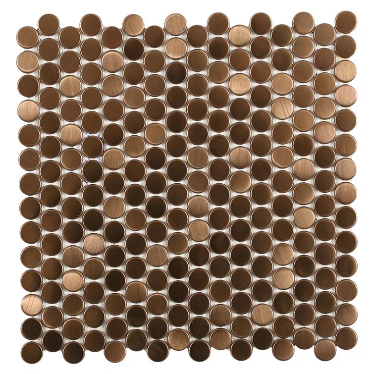 Stainless Steel 0.75" x 0.75" Stainless Steel Penny Round Mosaic Wall Tile