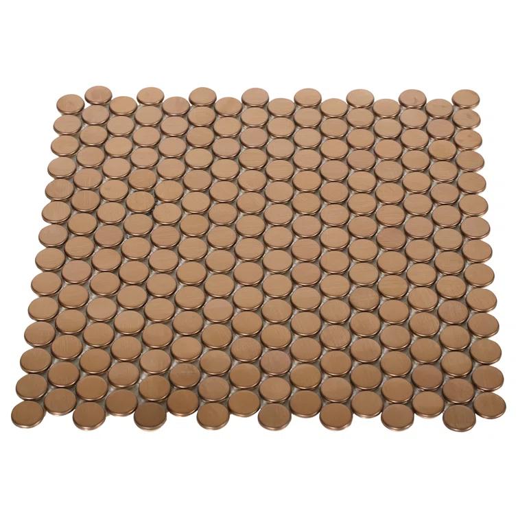 Stainless Steel 0.75" x 0.75" Stainless Steel Penny Round Mosaic Wall Tile