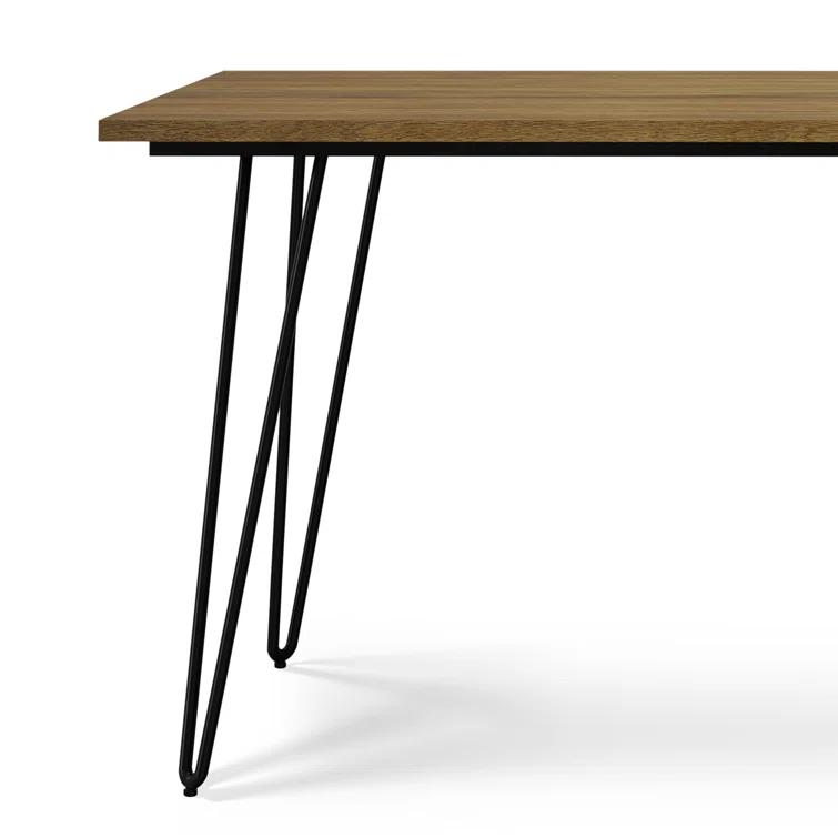 Hunter 66"W Solid Mango Wood Dining Table, Industrial Style with Hairpin Legs, Seats 6