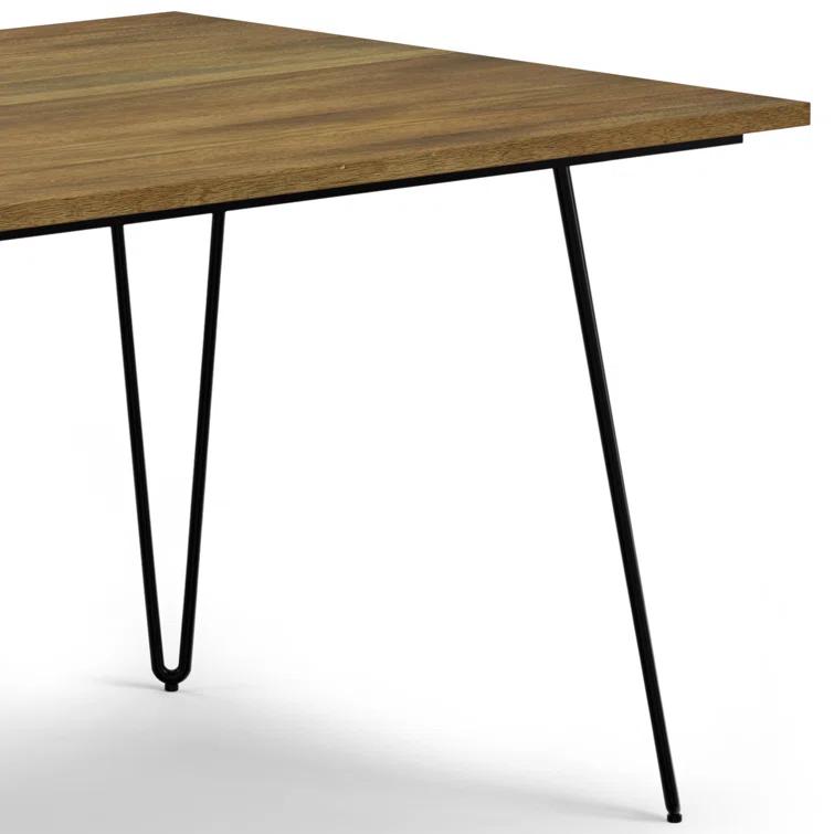 Hunter 66"W Solid Mango Wood Dining Table, Industrial Style with Hairpin Legs, Seats 6