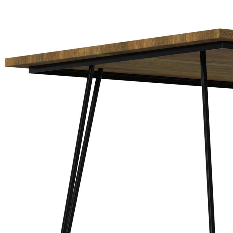 Hunter 66"W Solid Mango Wood Dining Table, Industrial Style with Hairpin Legs, Seats 6
