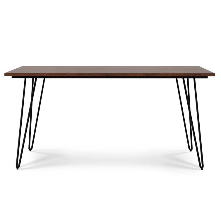 Hunter Solid Wood Top Metal Base Dining Table