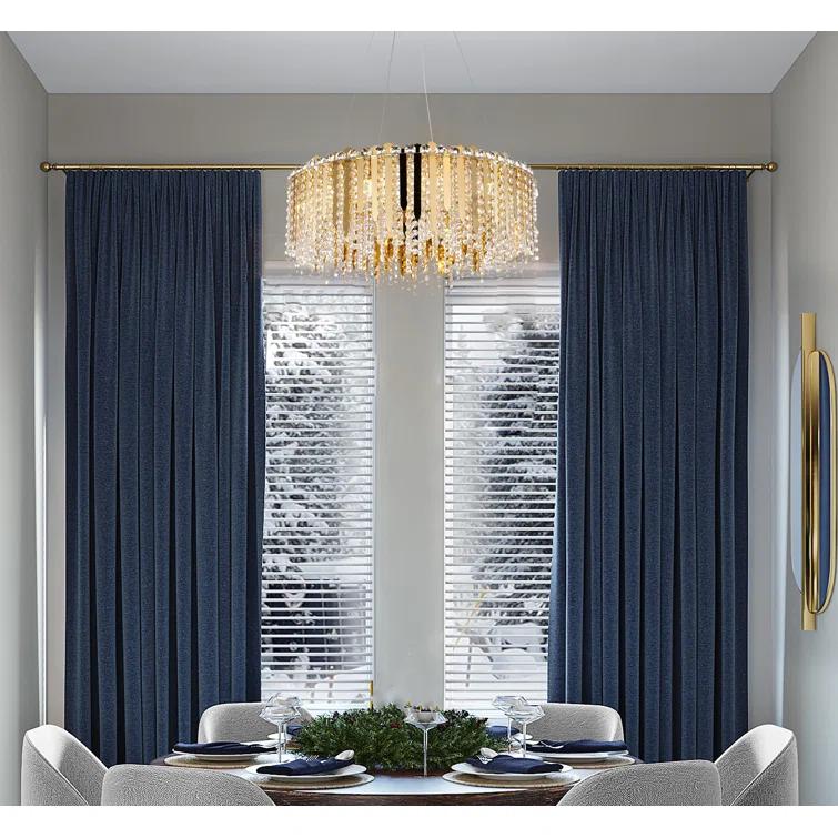 Eranda Gold Stainless Steel 24" Drum Chandelier with Crystal Beads