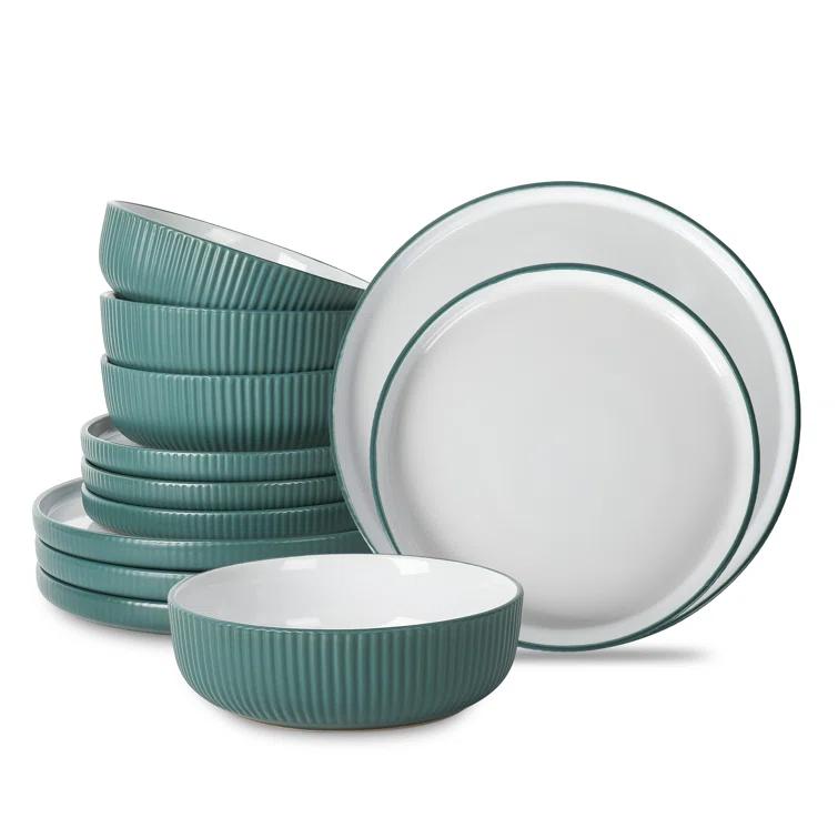Laro 12 Piece Stoneware Dinnerware Set - Service for 4 (Set of 12)