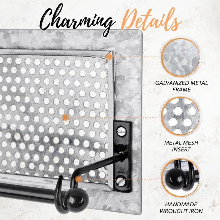 Wall Mount Rustic Toilet Paper Holder with Hole Punch Detail