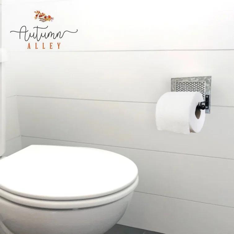 Wall Mount Rustic Toilet Paper Holder with Hole Punch Detail