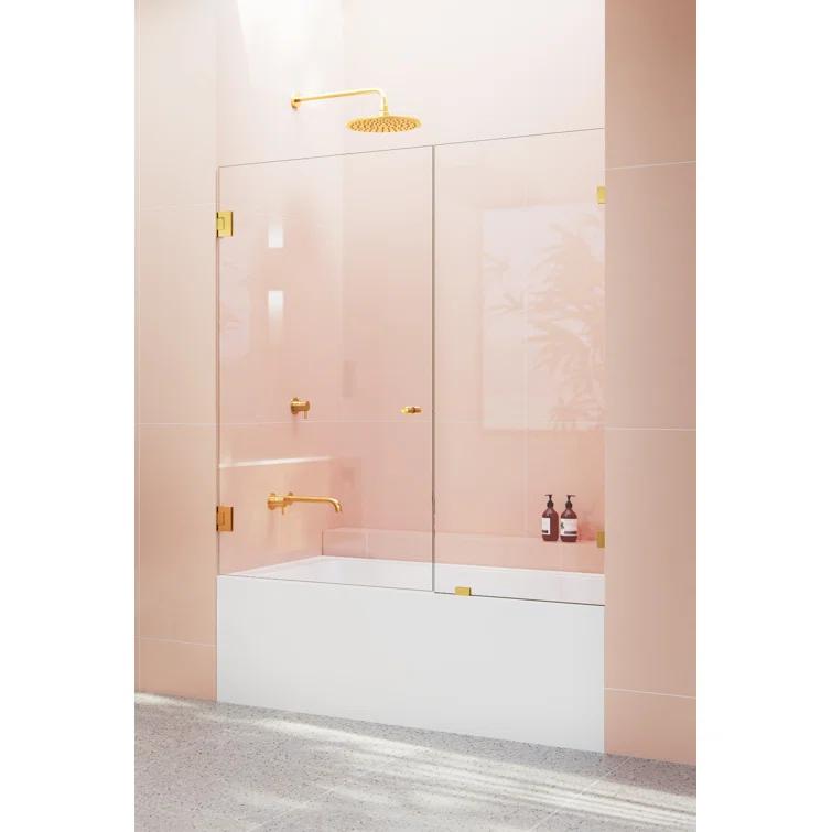 Illume 56 in. x 58.25 in. Fully Frameless Hinge Bathtub Door