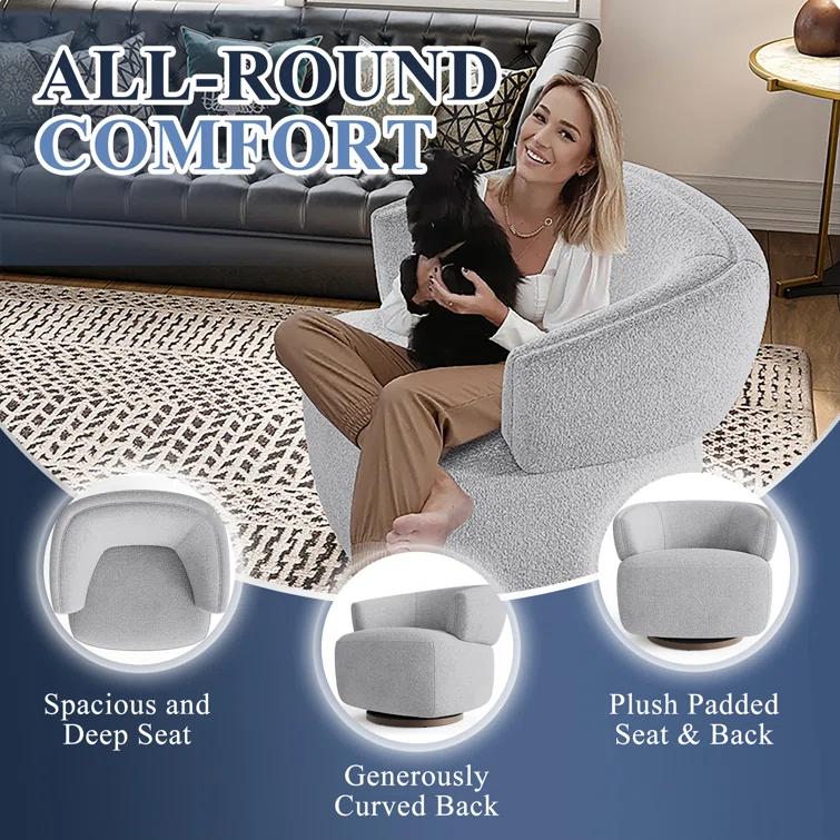 Jazmond Fully Assembled Upholstered Swivel Barrel Chair,Set of 2