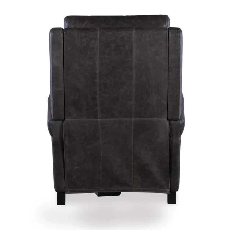 Saddlebag Lead Genuine Leather Recliner with Dark Wood Finish