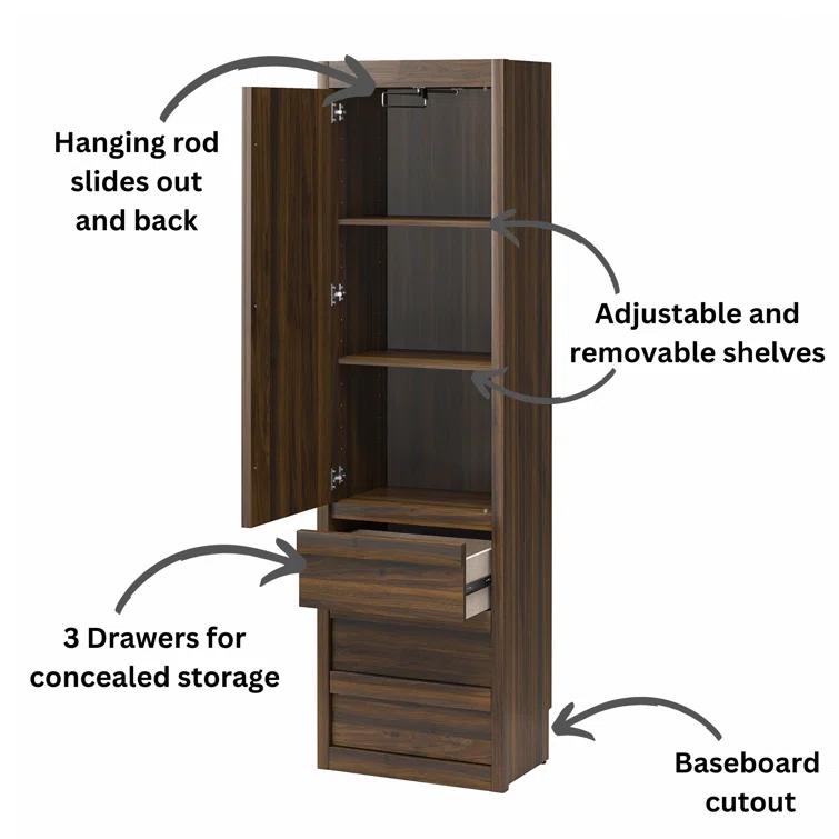 Paramount Armoire Wardrobe Storage Cabinet with Drawers