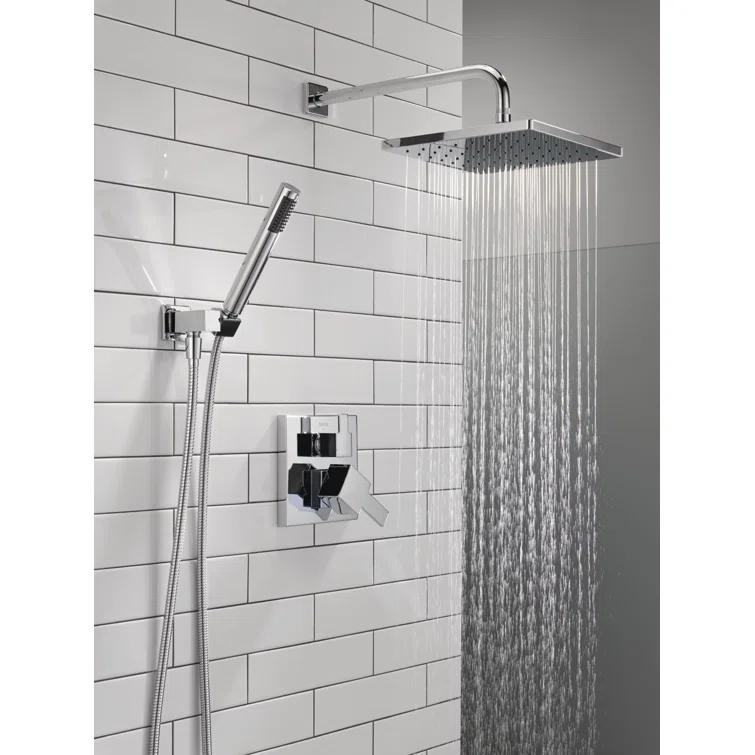 Modern Raincan Square Shower System, Rain Shower Head with Handheld Spray, Shower Faucet Set