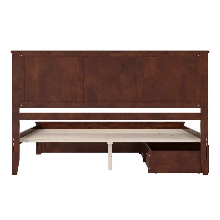 Madison Solid Wood Platform Bed with Matching Footboard & Storage Drawers