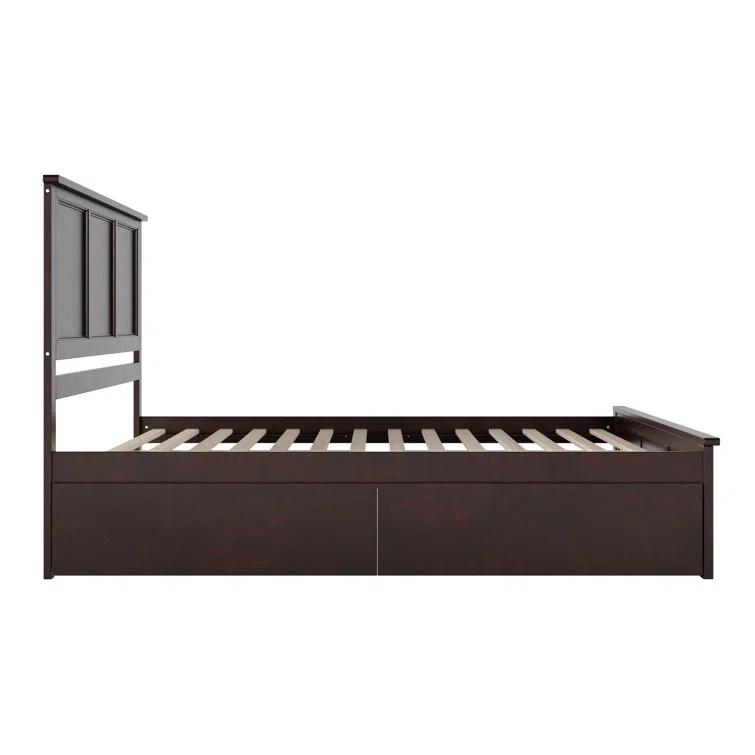Madison Solid Wood Platform Bed with Matching Footboard & Storage Drawers