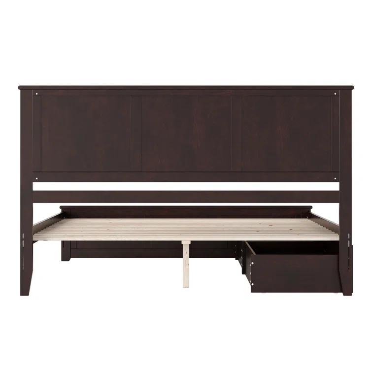 Madison Solid Wood Platform Bed with Matching Footboard & Storage Drawers