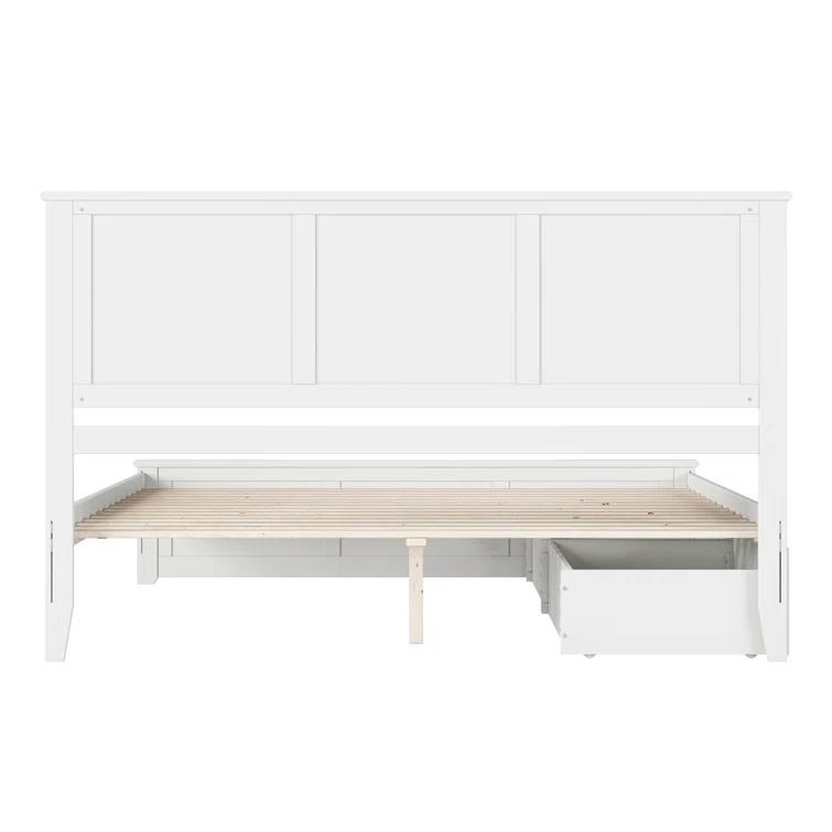 Madison Solid Wood Platform Bed with Matching Footboard & Storage Drawers
