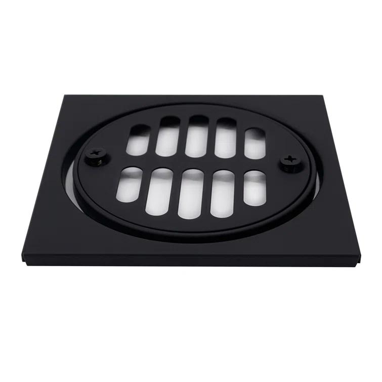 4-1/4" Brass Shower Tile Square with 3-1/2" OD Round Drain Cover