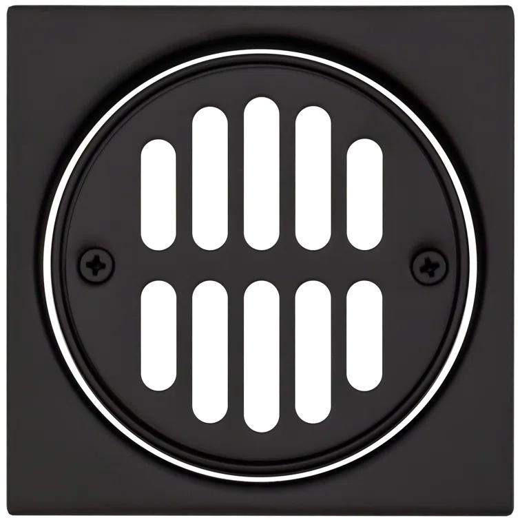 4-1/4" Brass Shower Tile Square with 3-1/2" OD Round Drain Cover