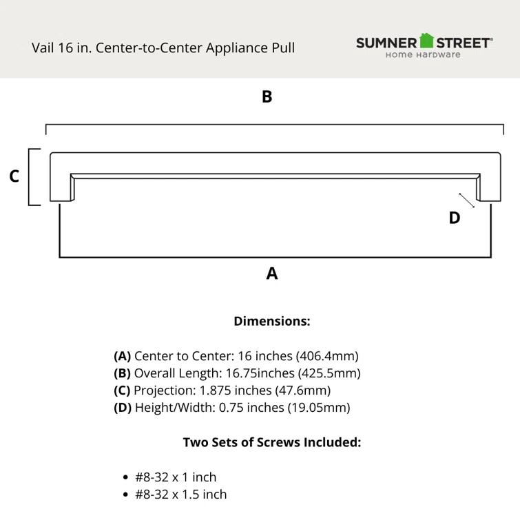 Sumner Street Home Hardware Vail 16" Satin Brass Appliance Bar Pull