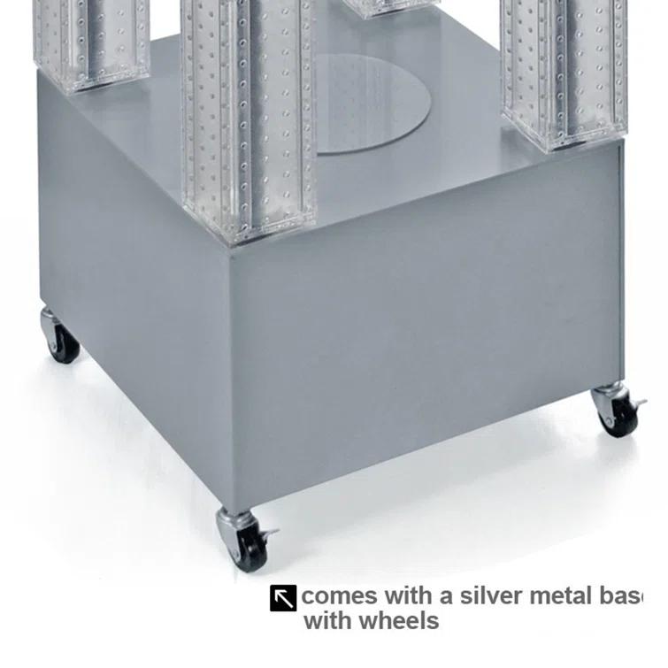 Azar Displays 700228-BLU Multi-Tower Pegboard Floor Display on Wheeled Base. Panel Size: 4"W x 48"H