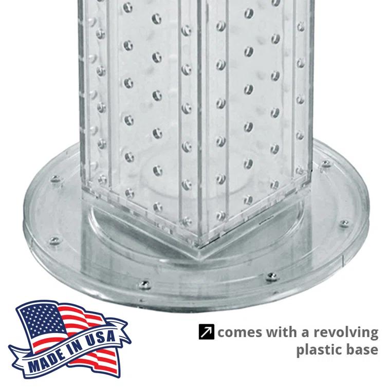 Four-Sided Revolving 4"W x 12"H Pegboard Counter Display w/ 16 2" Hooks