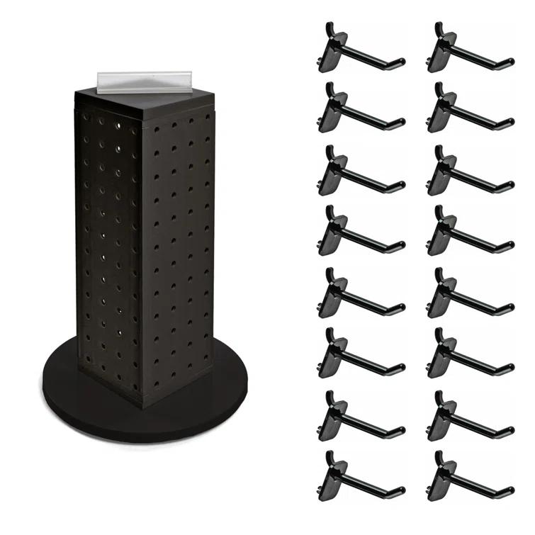 Four-Sided Revolving 4"W x 12"H Pegboard Counter Display w/ 16 2" Hooks