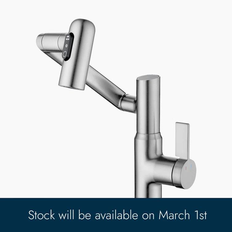 Lefton BF2204-0 Lefton Rotatable Single Hole Bathroom Faucet with Temperature Display BF2204