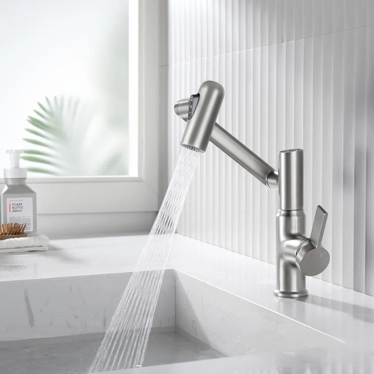 Lefton BF2204-0 Lefton Rotatable Single Hole Bathroom Faucet with Temperature Display BF2204