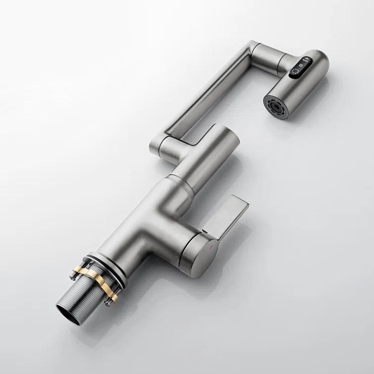 Lefton BF2204-0 Lefton Rotatable Single Hole Bathroom Faucet with Temperature Display BF2204