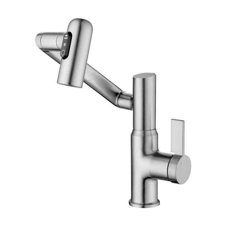 Lefton BF2204-0 Lefton Rotatable Single Hole Bathroom Faucet with Temperature Display BF2204